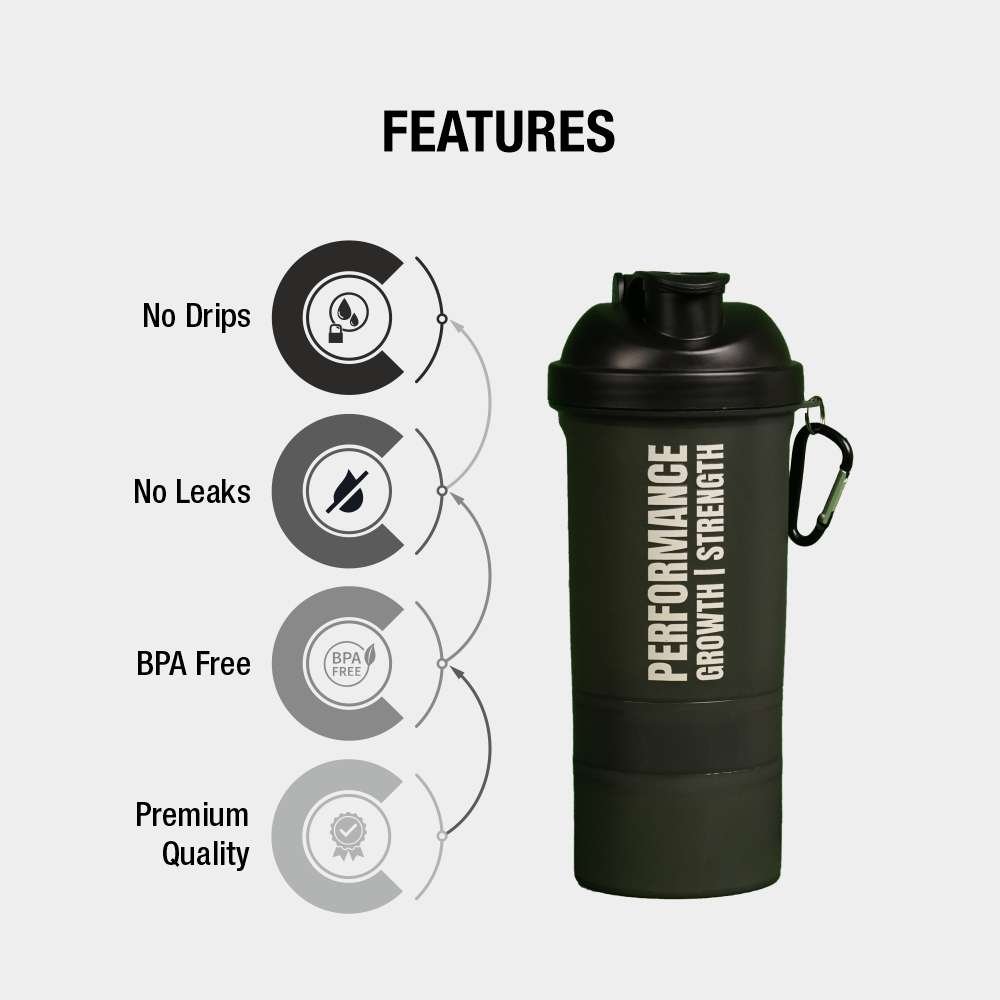 RHN Gym Protein Shaker 500ml with Extra Compartment (Pack of 1 Bottle) - Image 4